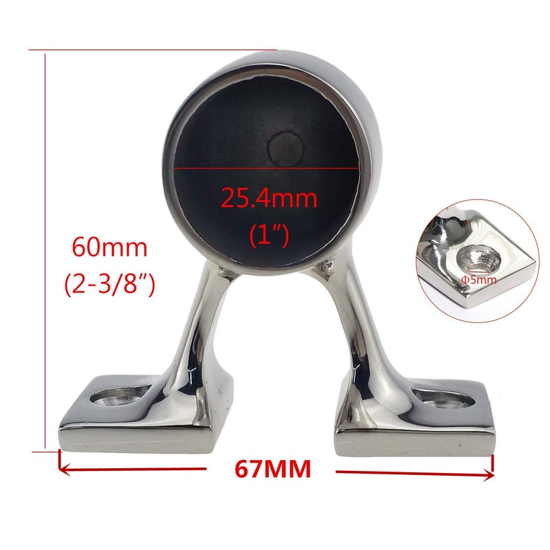 keehui 316 Stainless Steel Marine Grade Boat Hand Rail Fitting 1"" OD Tube 90 Degree End Stanchion - Image 3